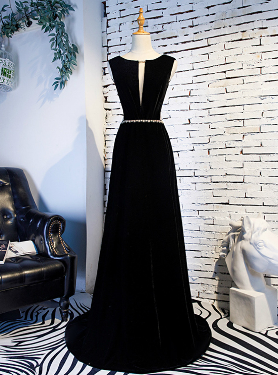 black velvet prom dress