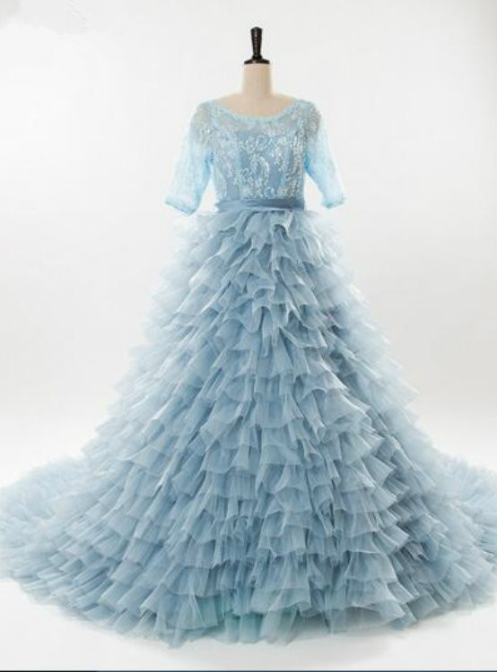 sexy short blue wedding dresses Vintage White Lace Overlaid Sky Blue Short A-line Bridal Dress, Sky Blue