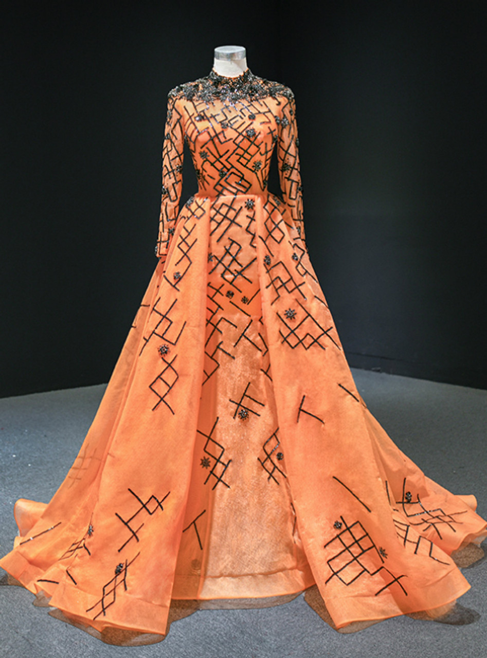 orange ball dress