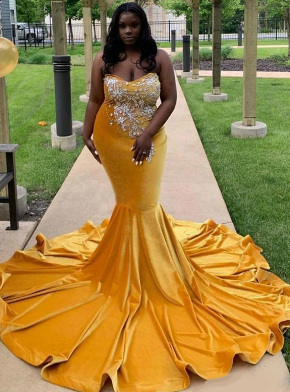 yellow velvet gown