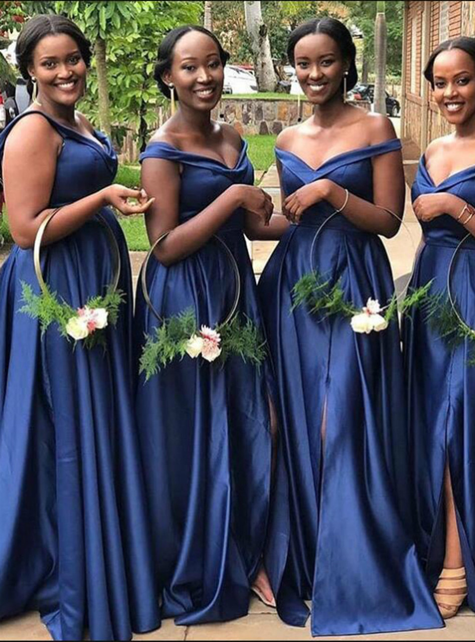 Simple Royal Blue Slit Prom Dress – misaislestyle