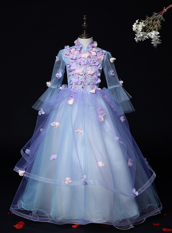 high neck flower girl dress