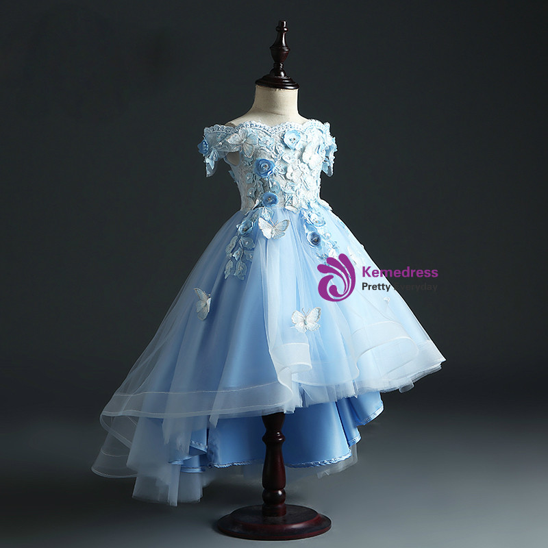 Never Miss Out On Sky Blue Ball Gown Tulle Hi Lo Off the Shoulder ...