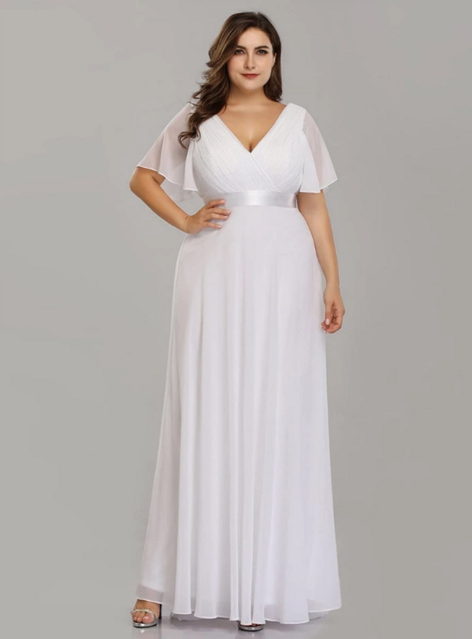 white plus size prom dress