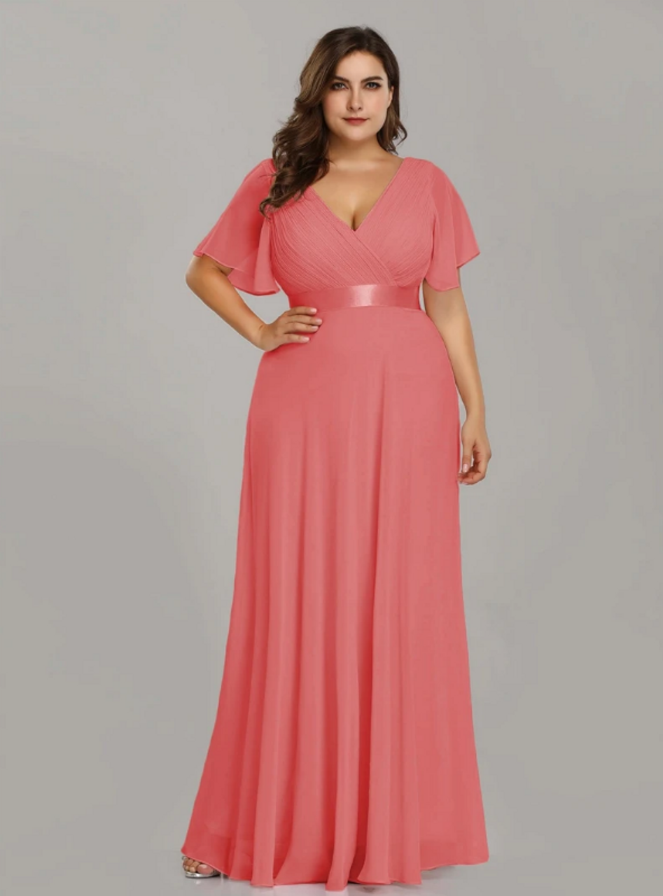 Watermelon Chiffon Prom Dresses