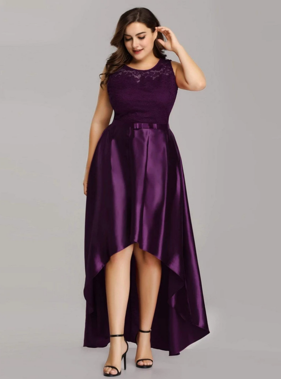Dresses  Super Elegant Plus Size Purple Satin Prom Special