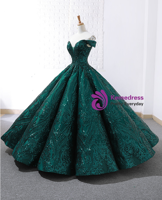 crisp and green teriyaki dressing recipe Dark Green Off-the-shoulder Ball Gown Beaded Quince Dresses Satin Fora –  SELINADRESS