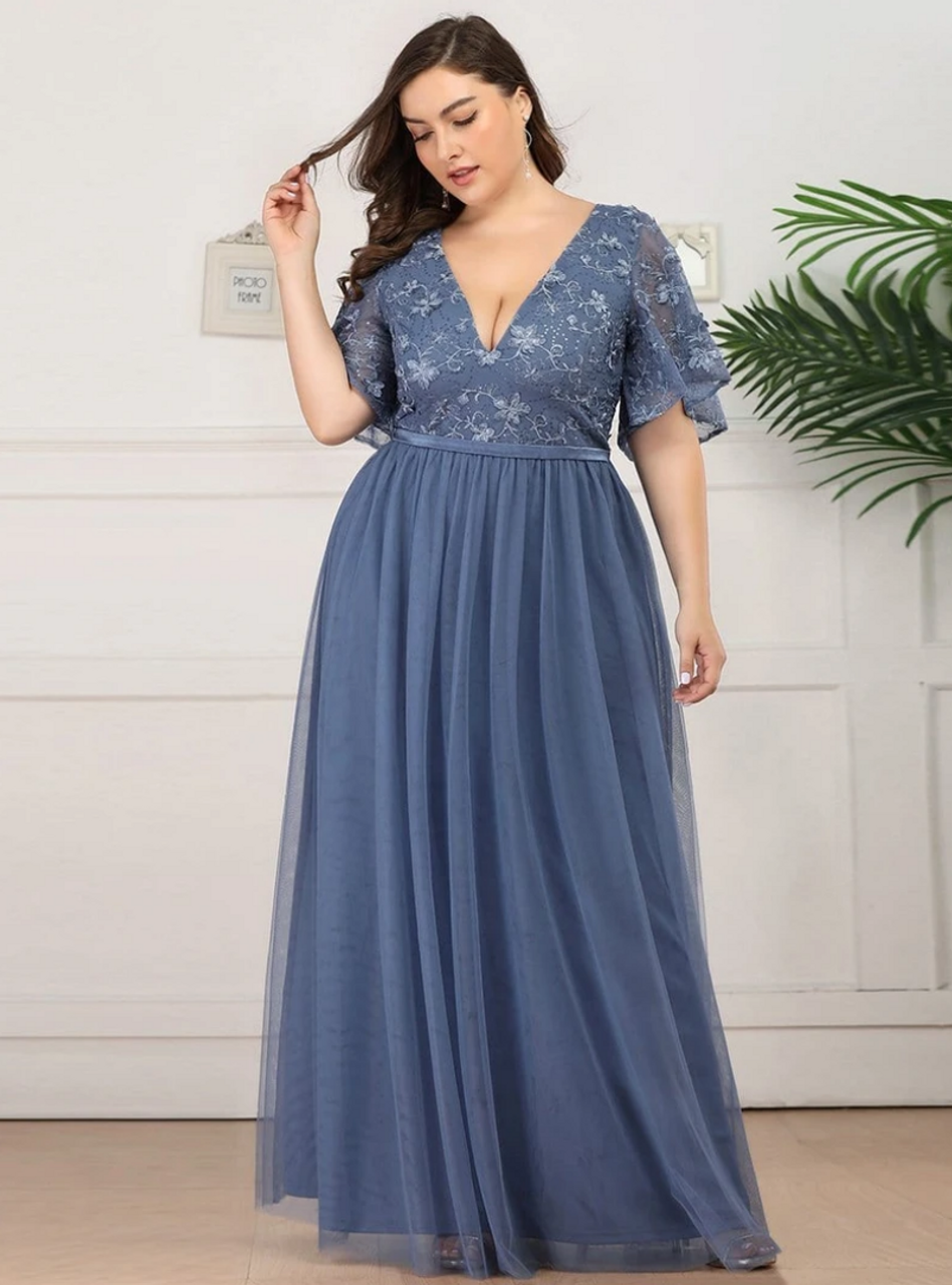 plus size dusty blue dress