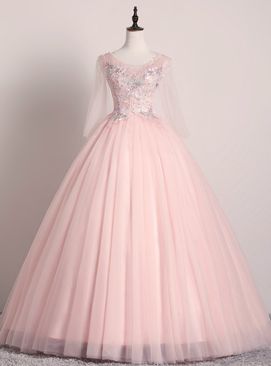 Buy Cotton Candy Pink Sequins Embroidered Net Cocktail Gown Online | Samyakk