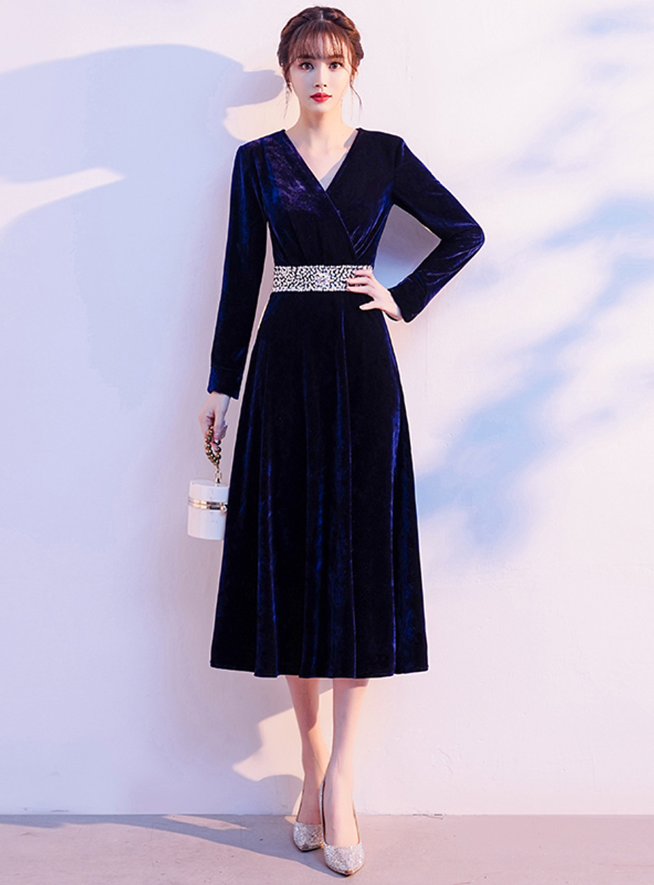 Tea Length Velvet Dress