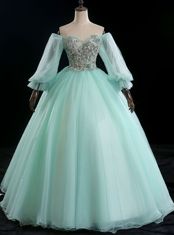 light green ball gown