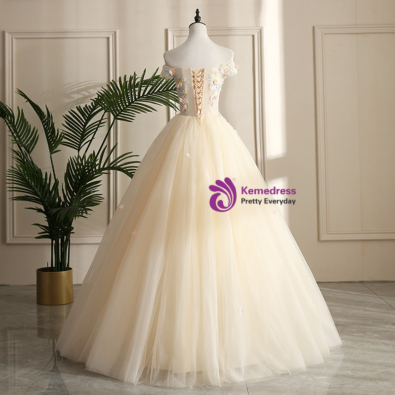 Champagne Tulle Lace Ball Gown Quinceanera Dress main image 0