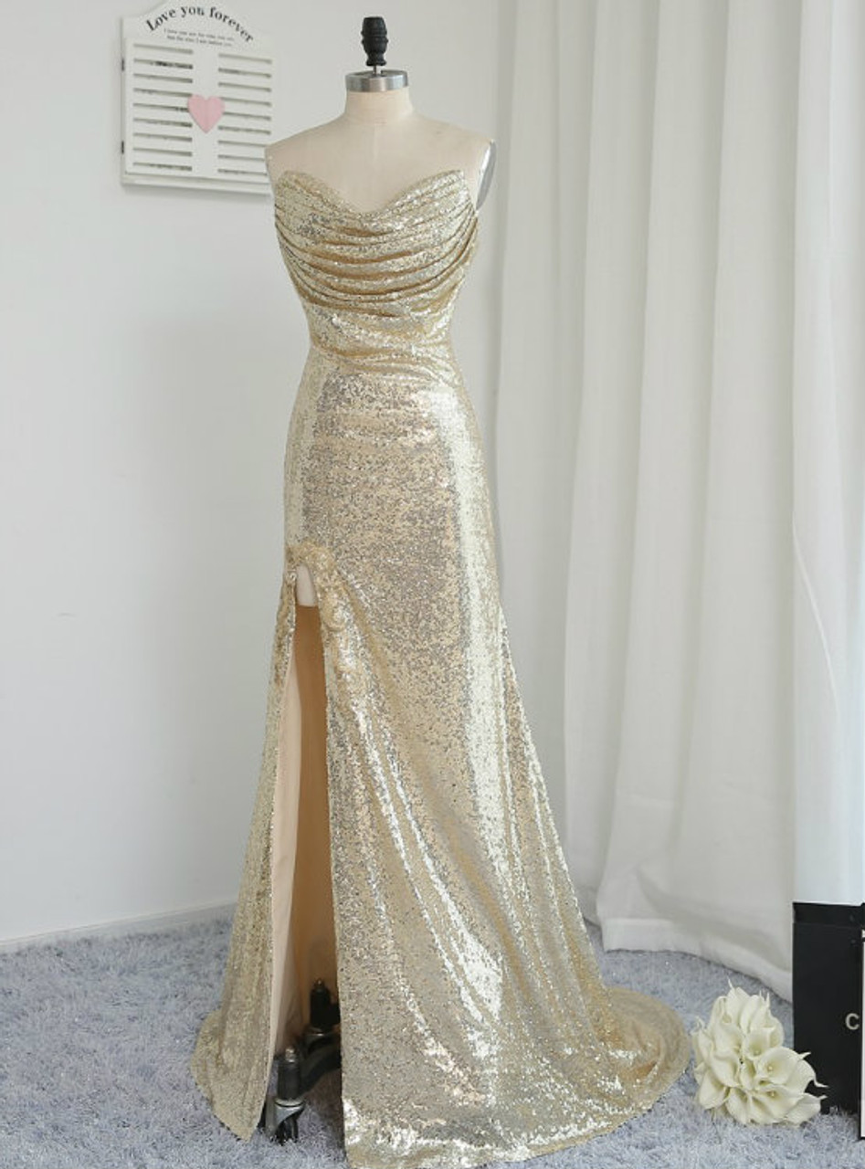 Light gold hot sale evening gown