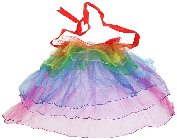 Colorful rainbow layered tulle tutu skirt detail