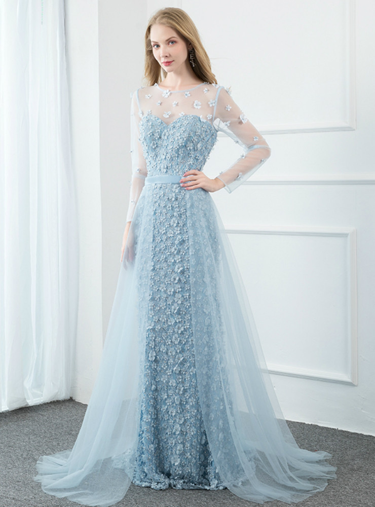 fitted lace wedding dress Zapaka Women Off Shoulder Long Sleeves Prom Dress with Ruffles A Line Party Dress, Dark Green / UK30 main image 0