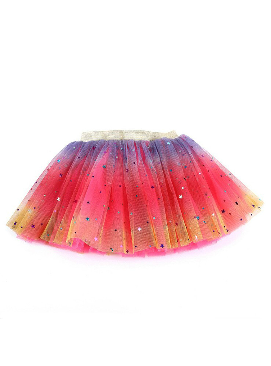 Rainbow Tulle Sequins Girls Tutu Skirt