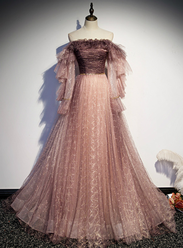 strapless open back dress Mermaid Long Sleeves Prom Dress Backless  TANYA BRIDAL