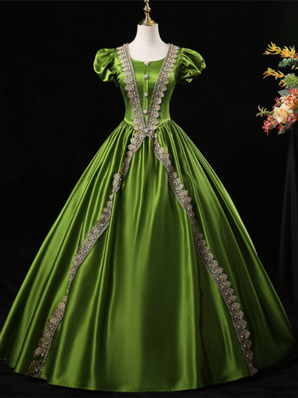 green victorian ball gown