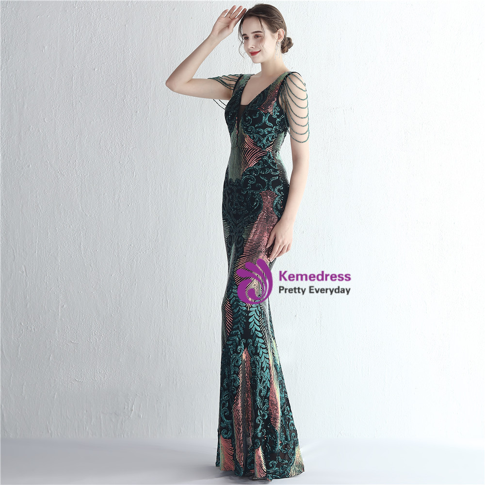 Sexy Green Mermaid Evening Dress Glam Dress Y6698
