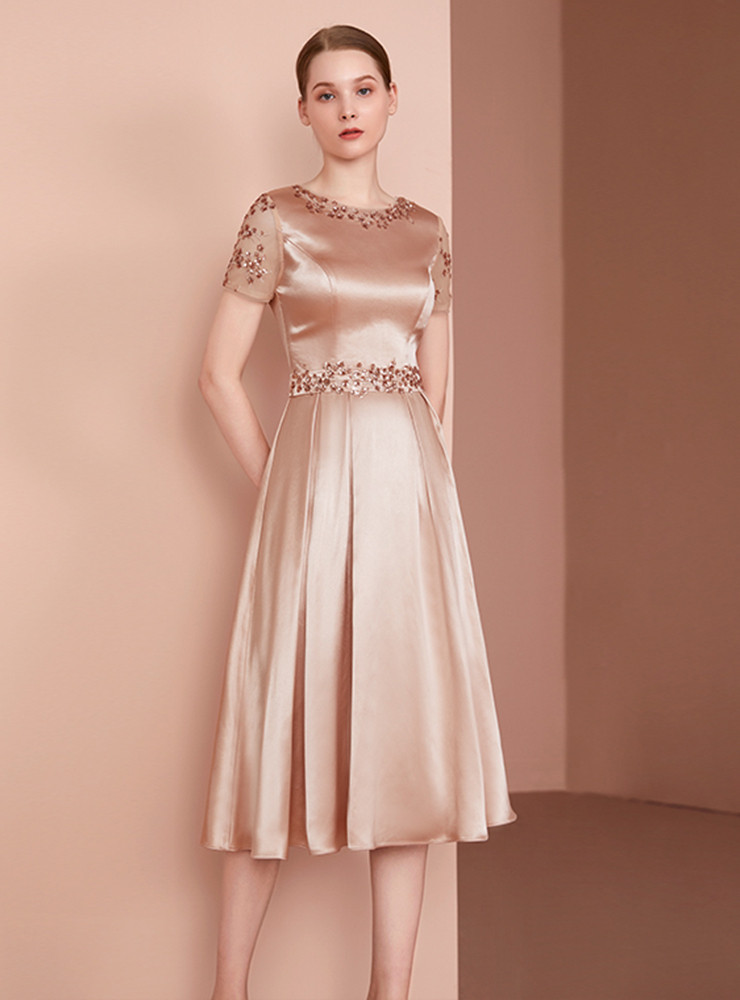 short champagne mother of the bride dresses Short Mini,Knee Length Champagne Mother of The Bride & Groom Dresses