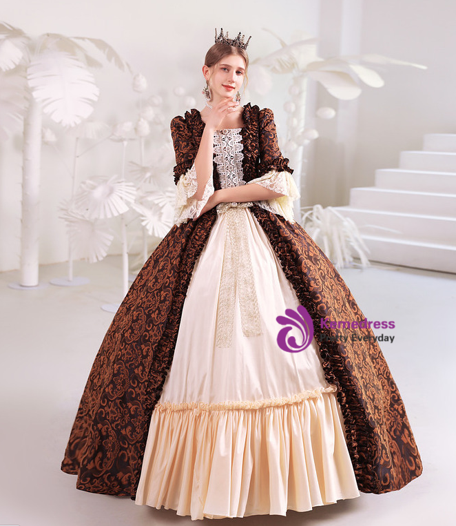 Brown Retro Elegant Vintage Palace Dress Brown Retro Elegant Vintage Palace Dress