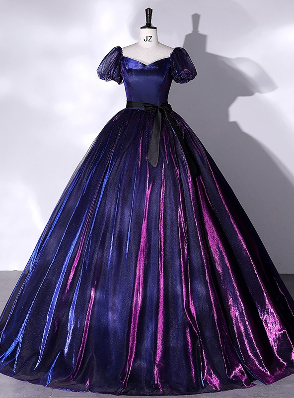 blue and purple quinceanera dresses Royal Blue Quinceañera Ball Gown with Off-Shoulder Cape and Floral Princess  Dress main image 0