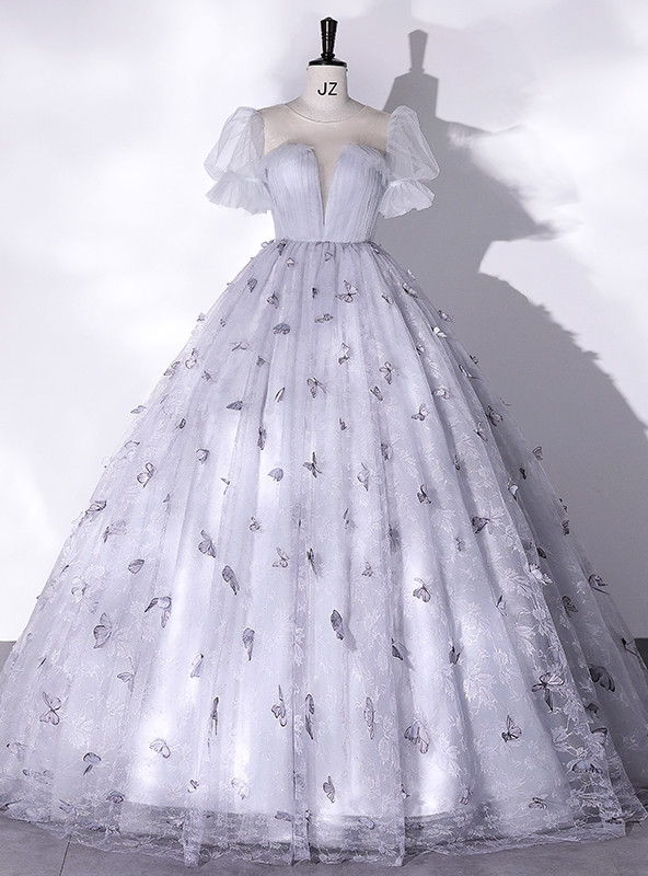 silver butterfly dress 3D Butterfly Applique Short A-Line Dress by Juliet 902 Burgundy / M