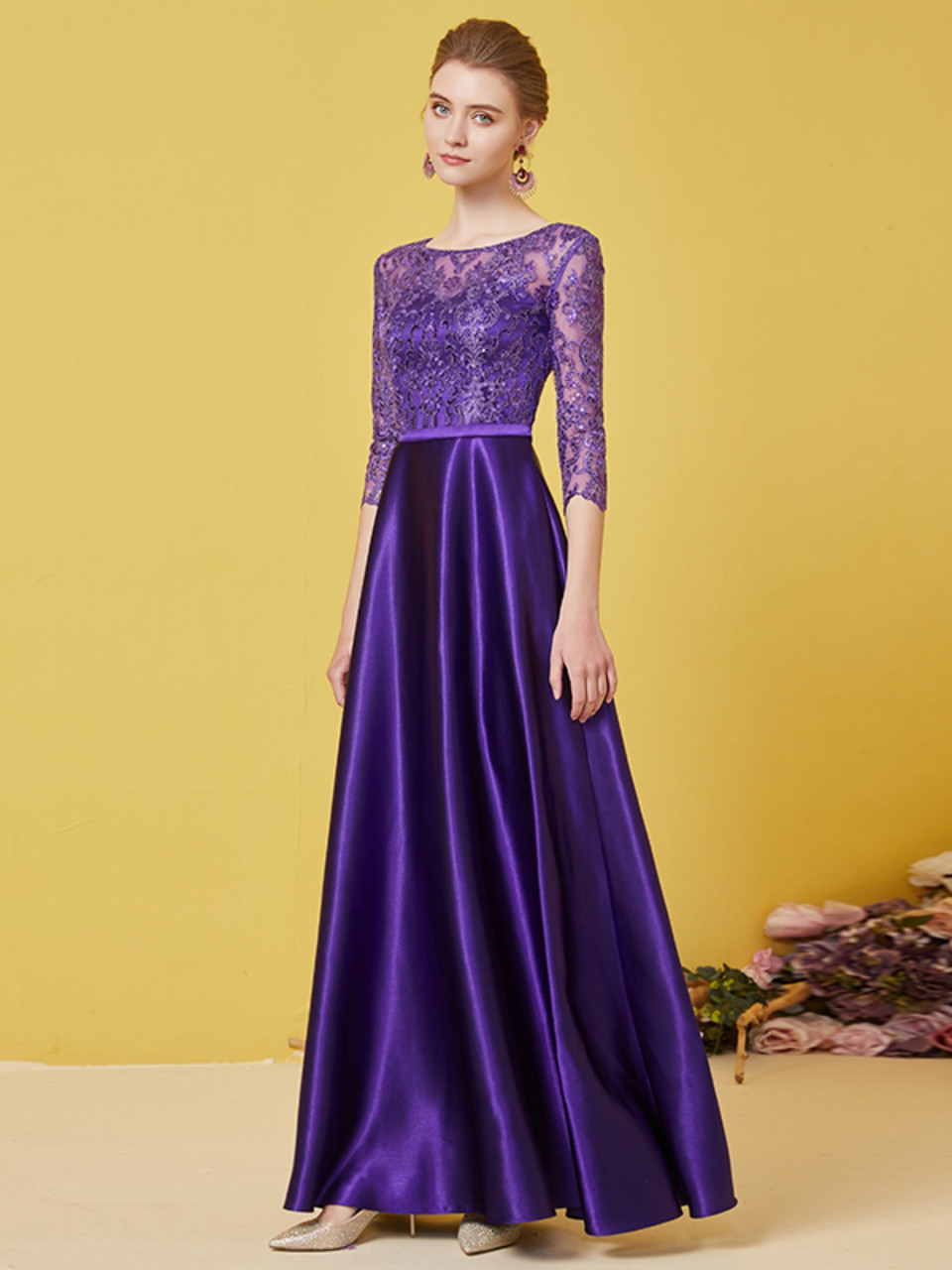strapless open back dress Lavender Color Dress Hand Embroidered Ensemble – VELOUR main image 1