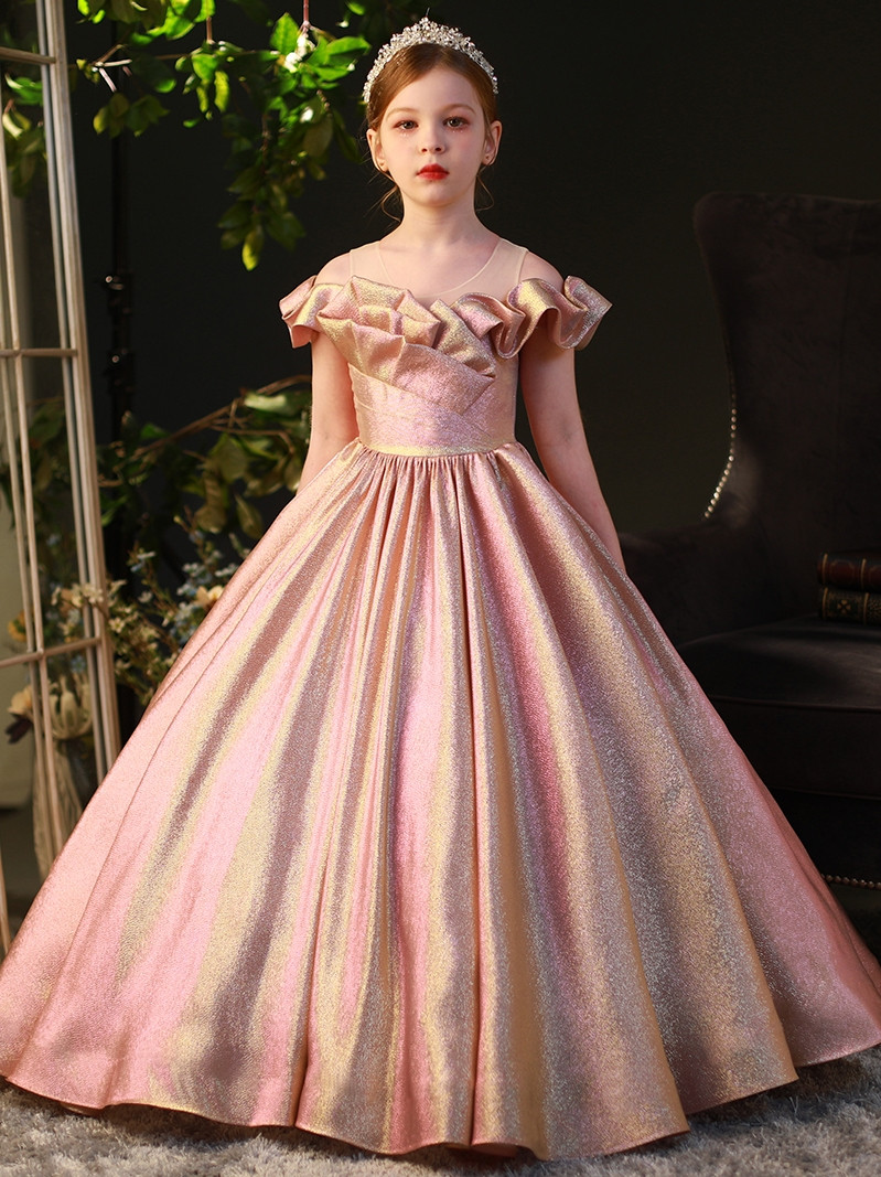 Ball-Gown Off-the-shoulder Sleeveless Flower Girl Dresses with Appliques & Embroidery