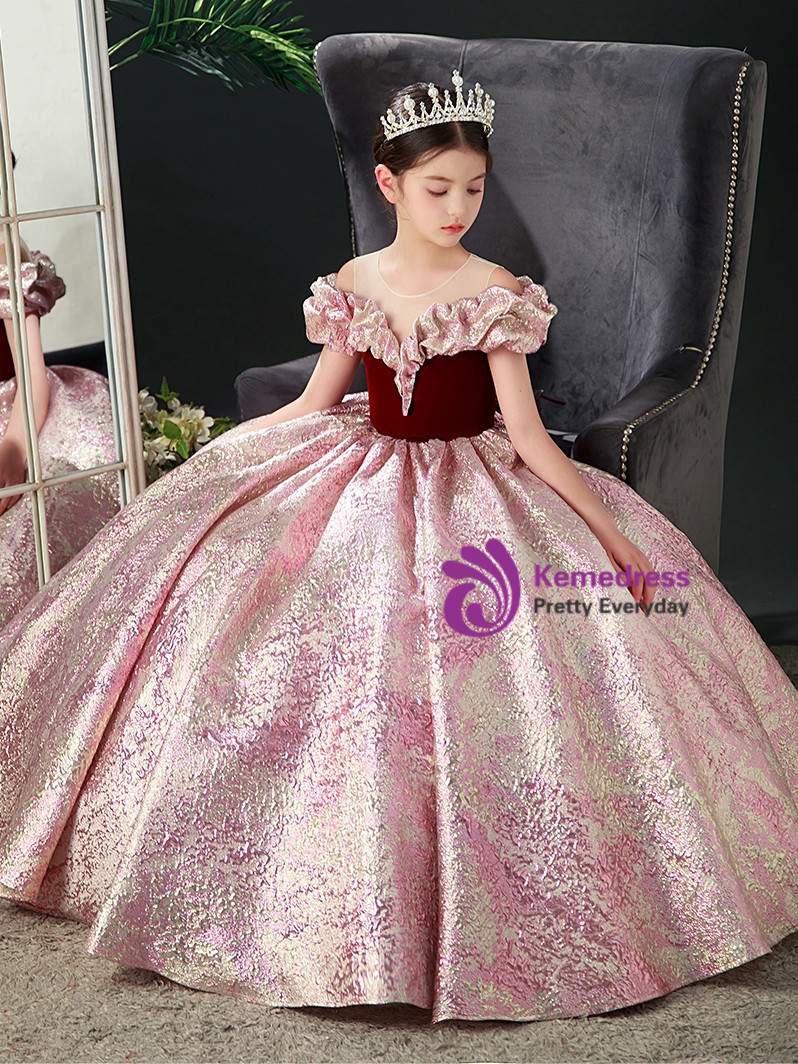 Vintage Gown with Bow Flower Girl Dress Ball Gown