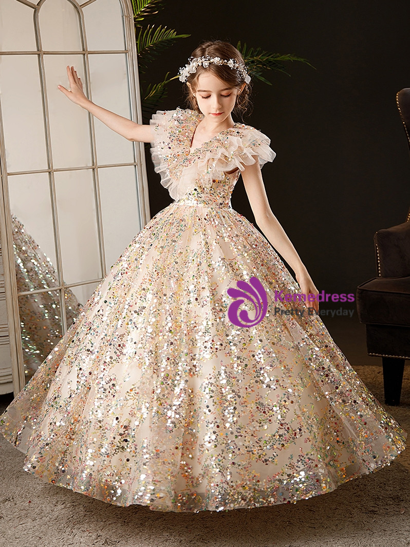Sequins pastel flower dress