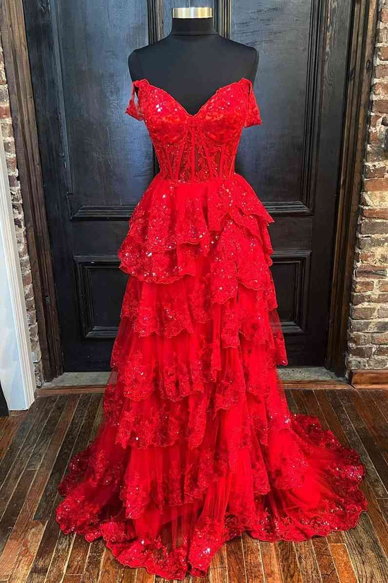 Off Shoulder Applique Long Sleeves Tulle Slit Dress Blue main image 1