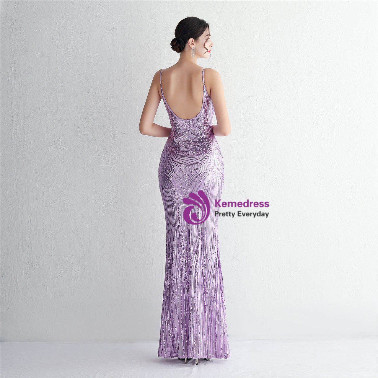 Green Strapless Mermaid Sequins Long Evening Party Dress, DP2659