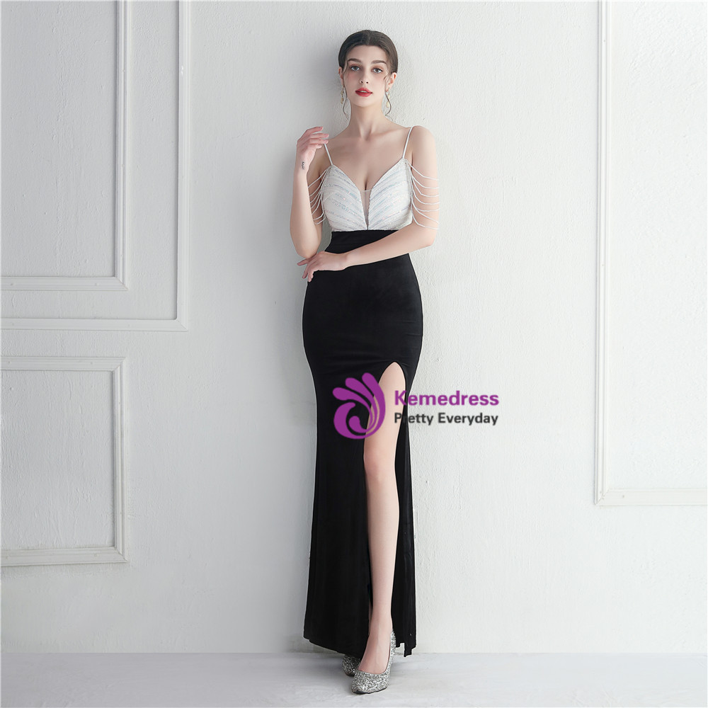 14259 Black Embroidered Sequins Dress
