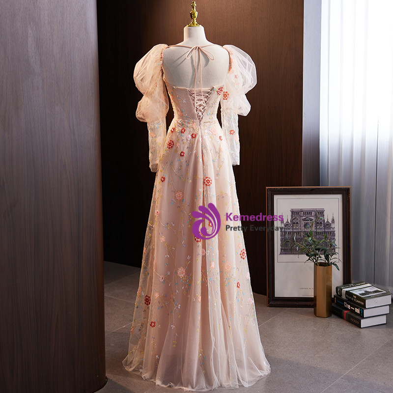Sweet Pink Strapless Bow-Knot Long Prom Dress,Tulle Satin Evening Dress Y8053