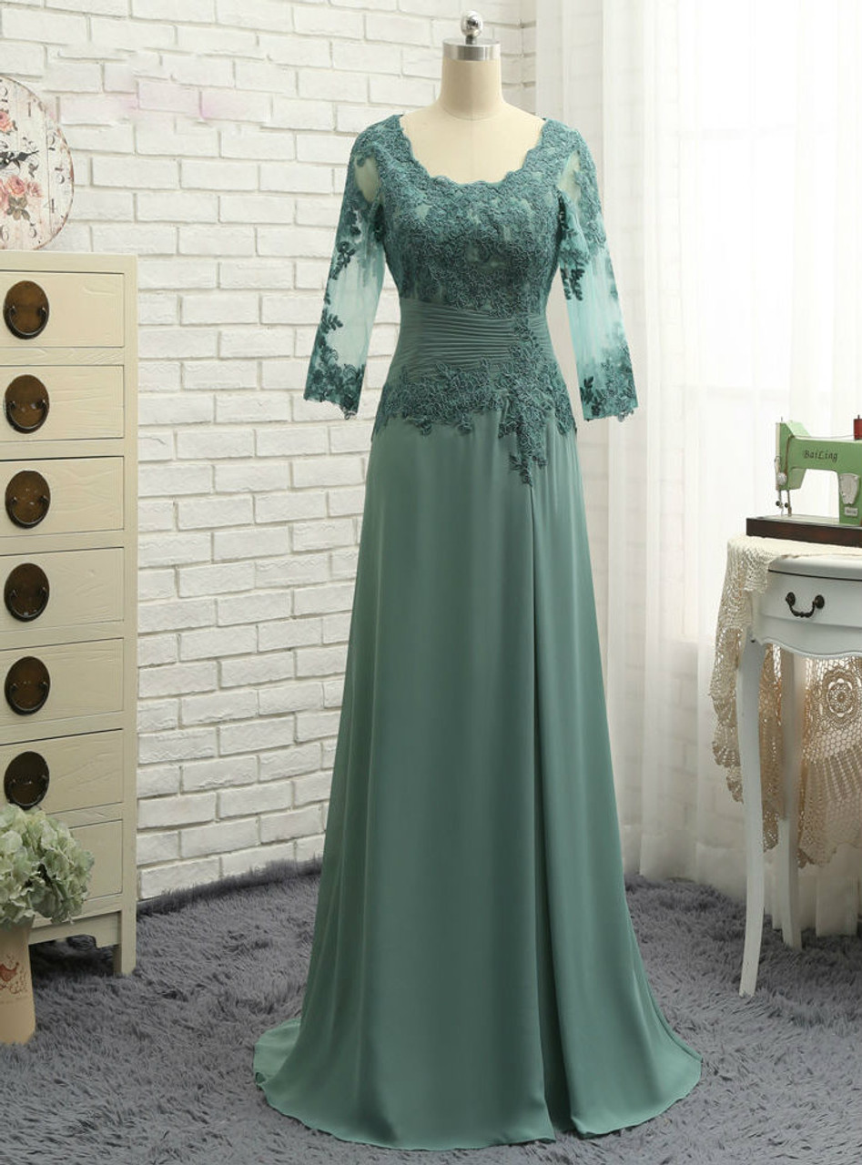 Plus Size Green Wedding Dresses - Sage Green Mature A-line V-neck