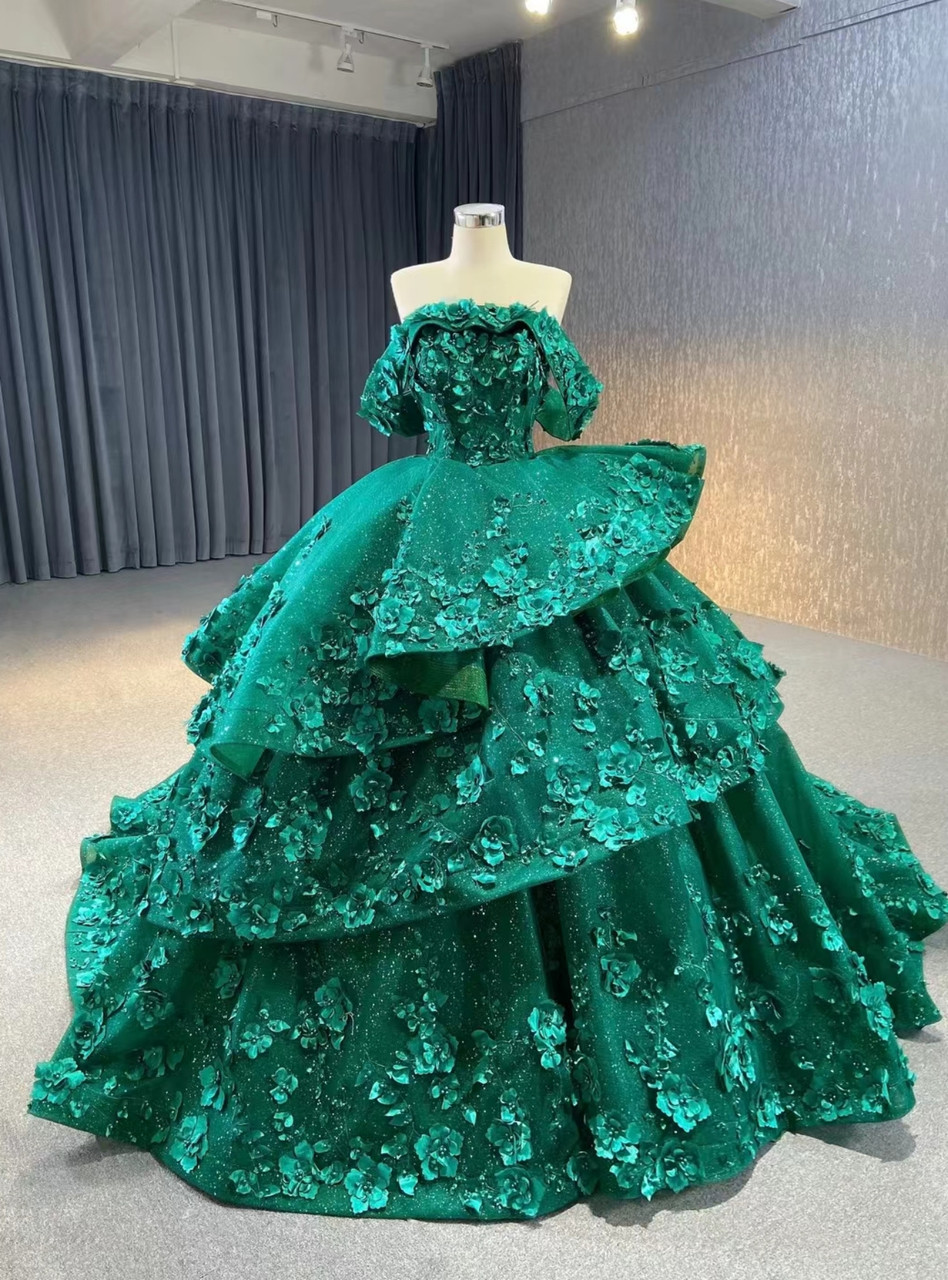 emerald green funeral dress TESSA Formal Couture Dress main image 1
