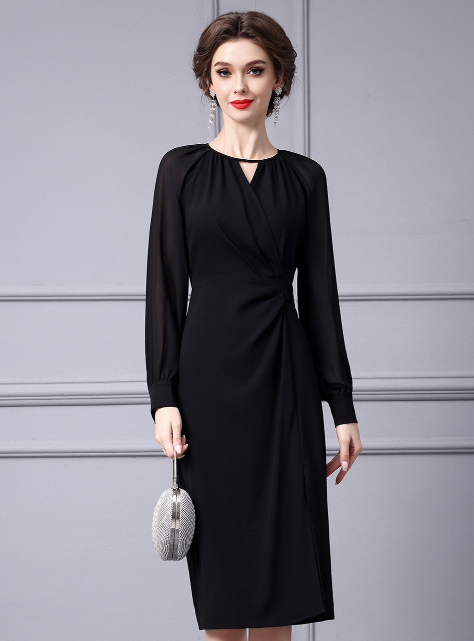 trendy dress Silhouette Marble Mesh Midi – Sai Feel shades of pink and Color:Ruby Wine LA_EVENT