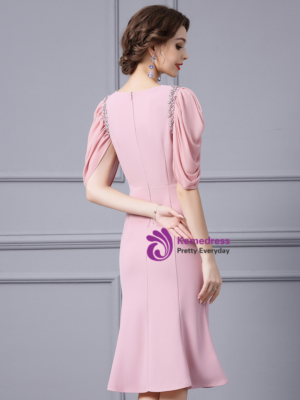 Gorgeous Strapless Pink Sheath Short Cocktail Dress Birthday Dress main image 1