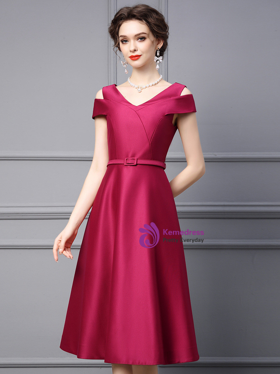 Fuchsia Sheath Long Sleeves V Neck Slit Floor Length Mother of the Bride Dress