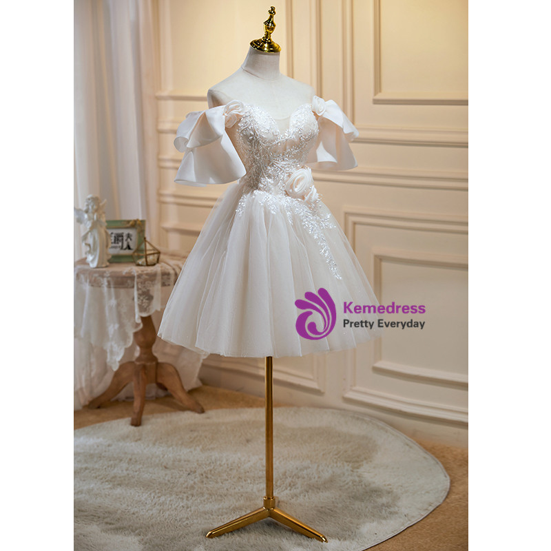 Ivory Tulle Appliques Homecoming Dress main image 0