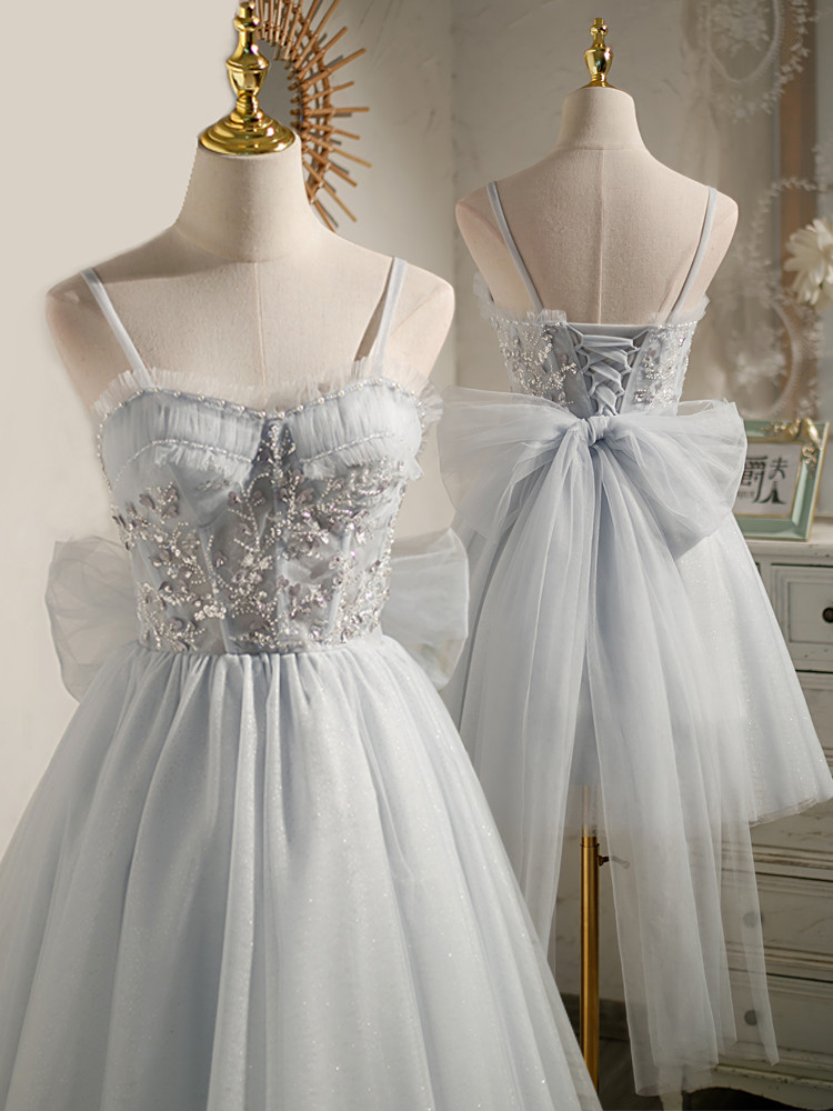 Black Tulle Sequins Spaghetti Straps Homecoming Dress main image 0