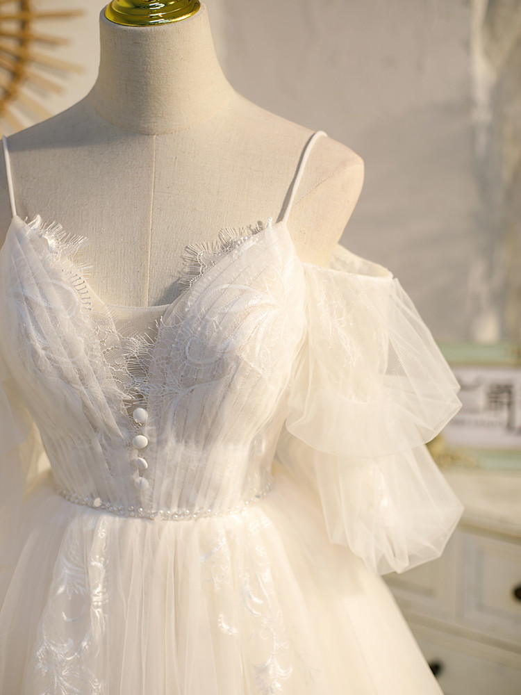 Ivory Off the Shoulder Princess Tulle Homecoming Dress, Mini Puffy Sweet 16 Dress UQ2145