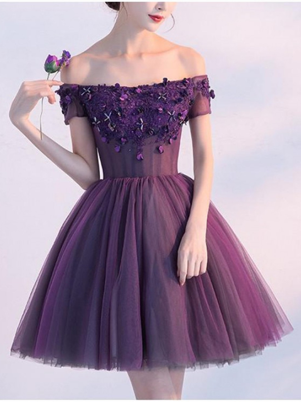 Short Purple Prom Dresses Under