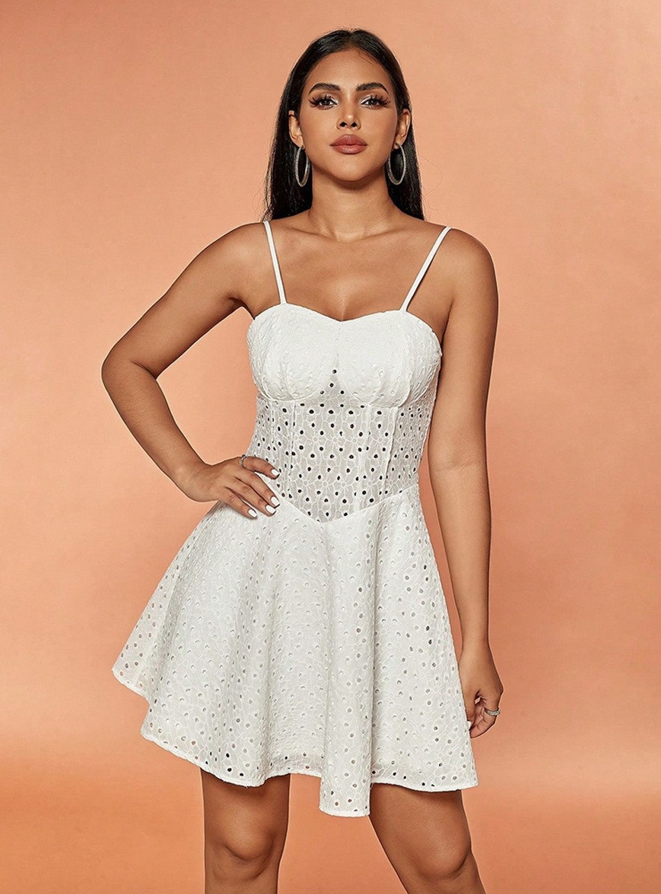 White Lace Suspender Dress