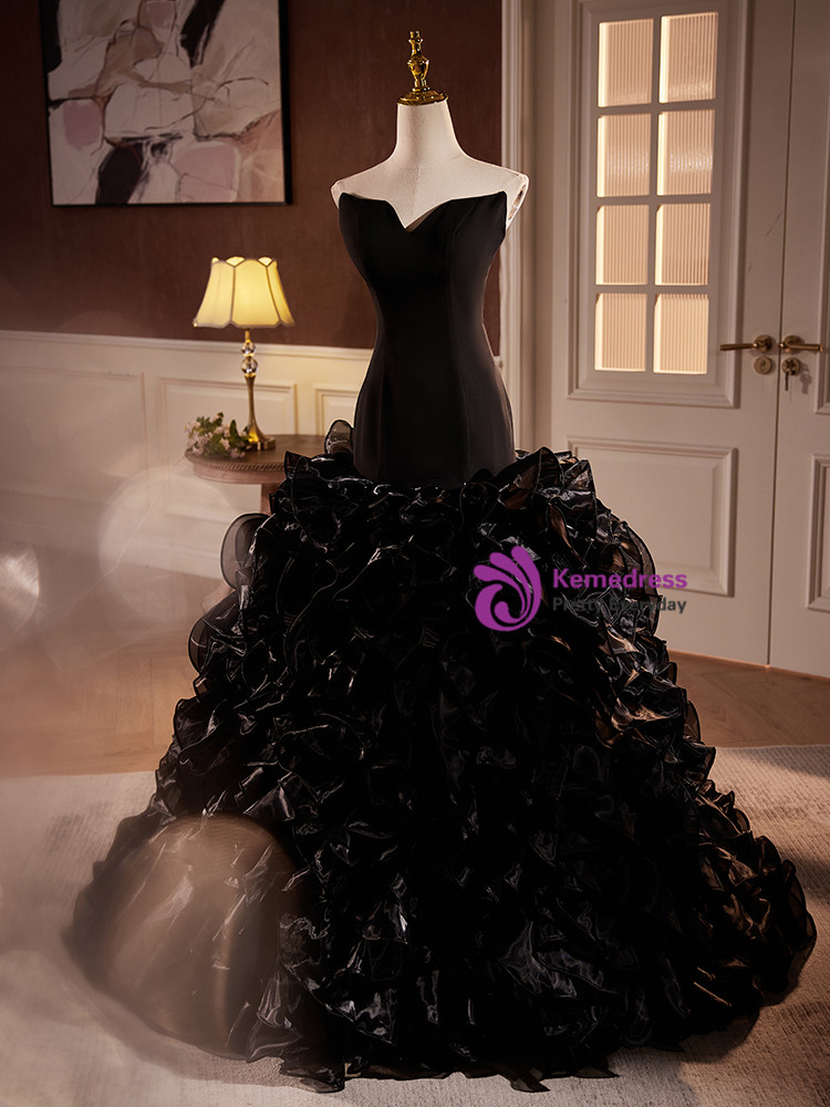 Black Prom Dress, Black Strapless Mermaid Evening Dress, Black Mermaid Strapless Formal Dress, Black Strapless Prom Dress, Sexy Black Formal