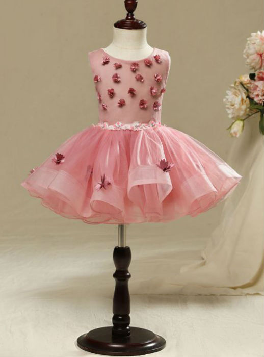 Simple 2017 Flower Girl Dresses Candy Pink Beautiful Hall Wedding Party  Dresses