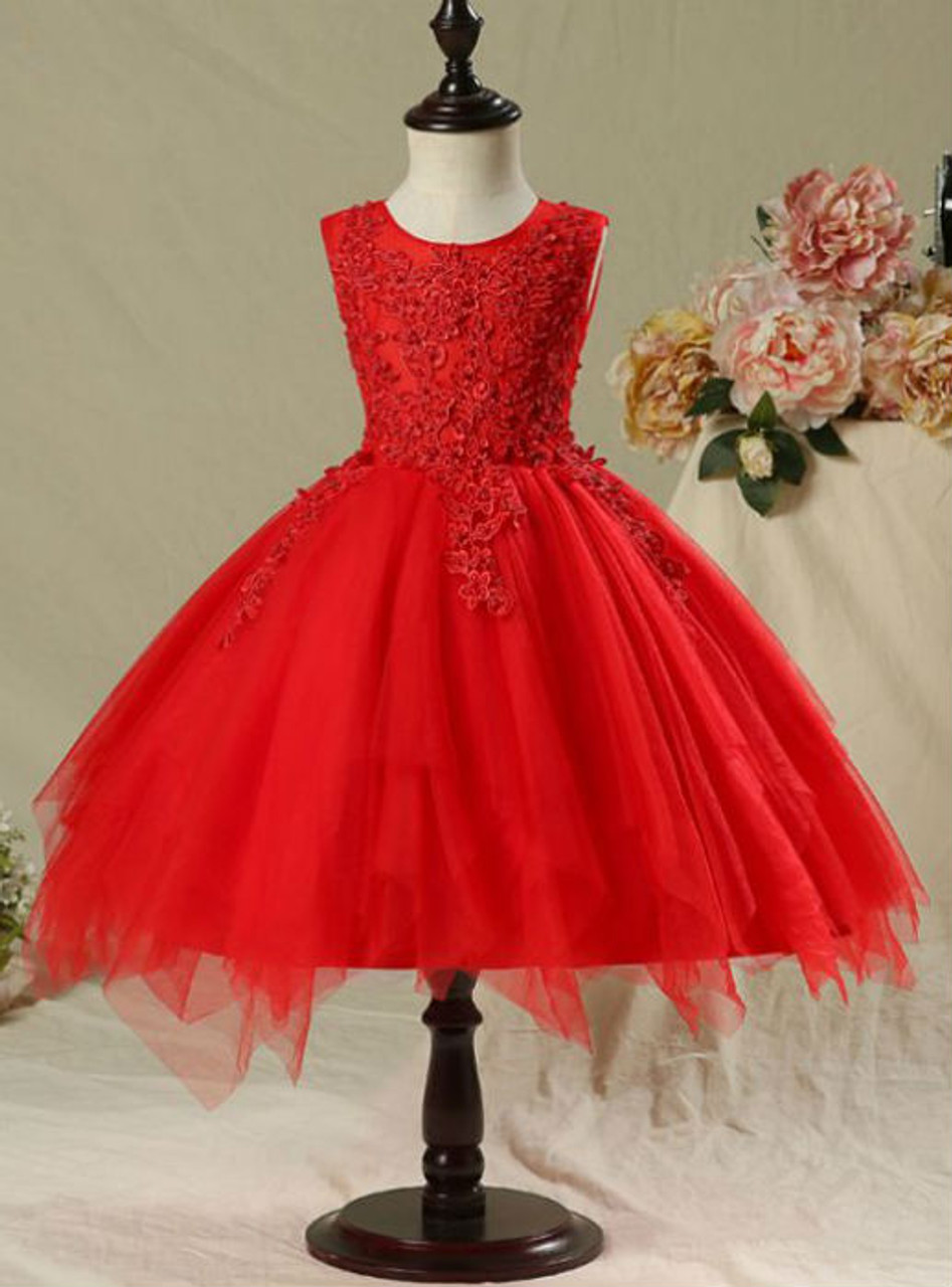 red short ball gown