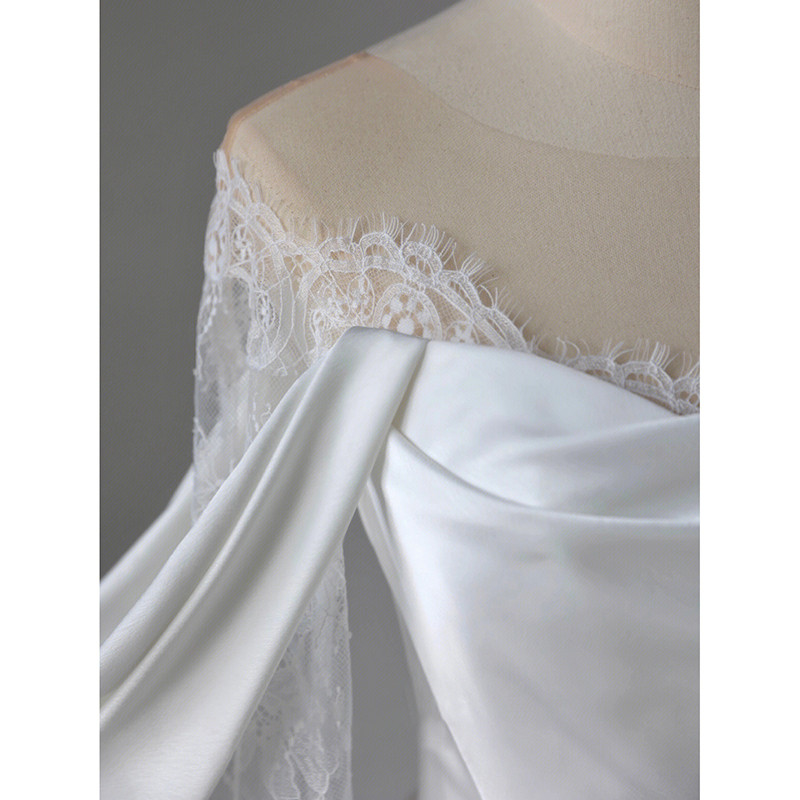 White Satin Lace Wedding Dress