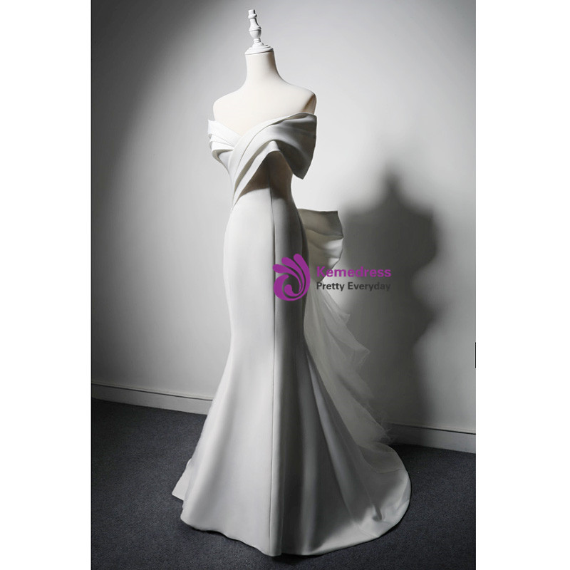 Timeless Mermaid Off The Shoulder Tulle White Wedding Dresses